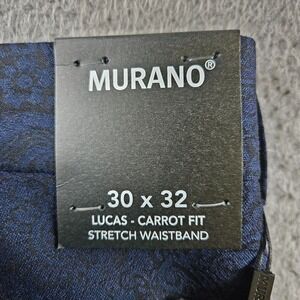 $95 NWT Murano Lucas Carrot‎ Dress Pants Men 30x32 Paisley Pleated Tapered Navy